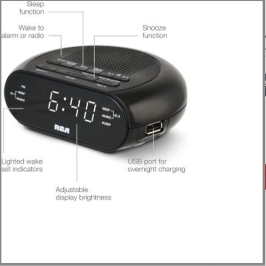 Wake Clock Radio With USB Charging